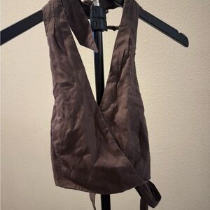 American Eagle Outfitters Chocolate Wrap Crop Top